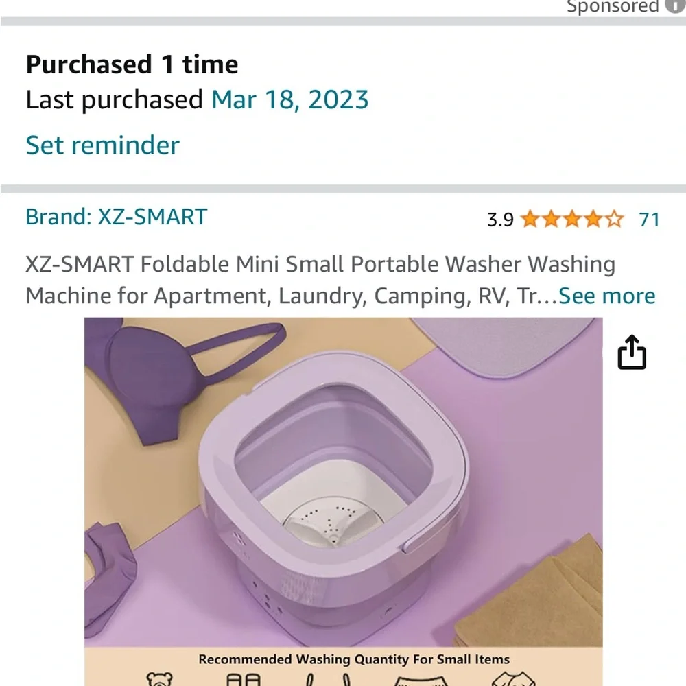 Portable Washing Machine,8L Folding Washer with 3 Modes Deep Cleaning (Purple)